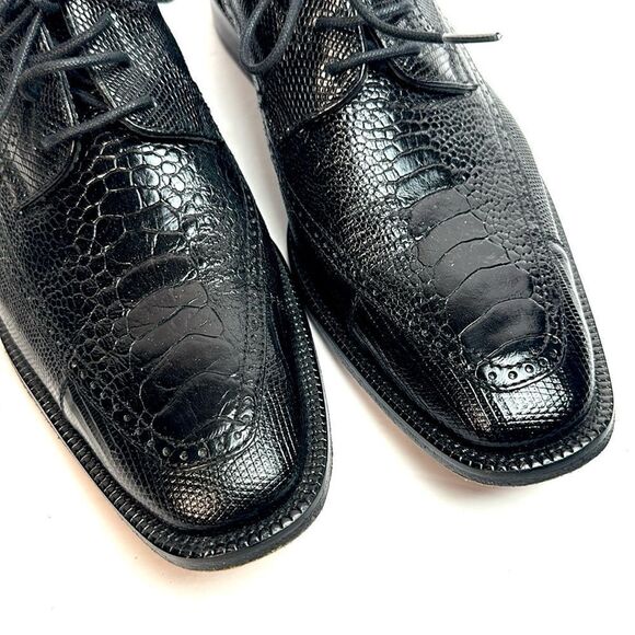 David X Genuine Lizard and Ostrich Men's Dress Shoes Black Size 9.5 - Picture 10 of 14